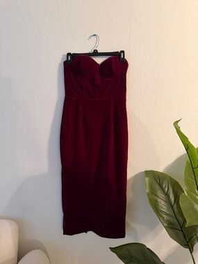 Forever 21 Strapless Wine Midi Dress